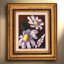 Floral oil painting frame Expressionist art M.Lang 