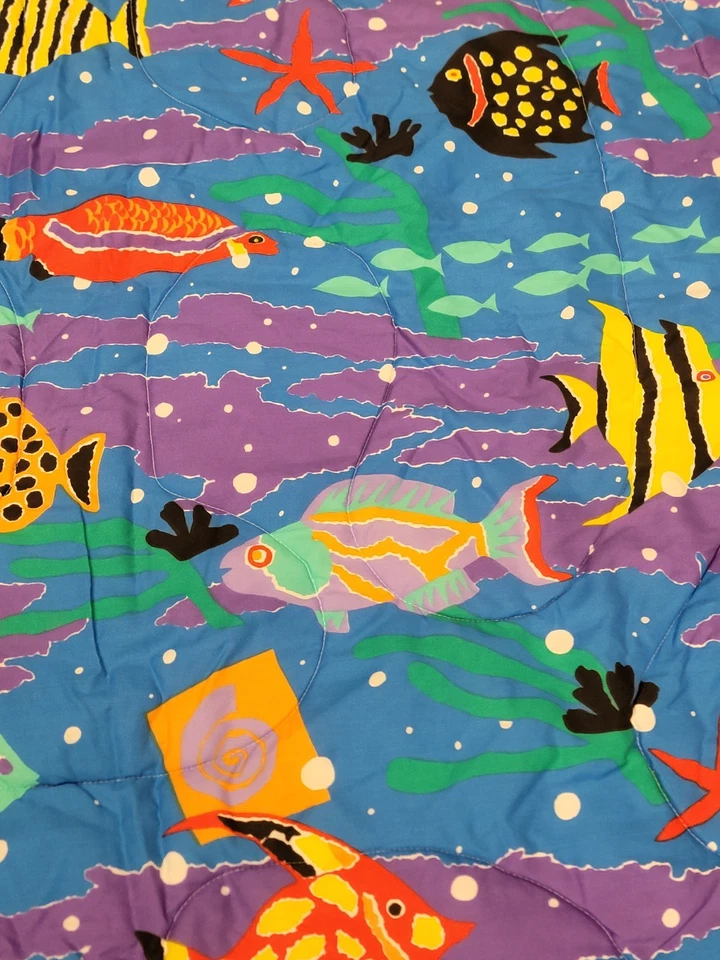 VTG 80s Springs Reef Cheryl Johnson Full Sheet Set Comforter Sea Fish Fitted 👁 - Image 4 of 4