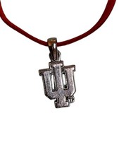 NCAA Indiana University Necklace IU Shape Charm 9" Satin Cord Spirit Jewelry