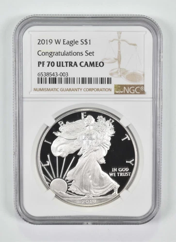 PF70 2019-W American Silver Eagle Congratulations Set NGC Brown Label *1489