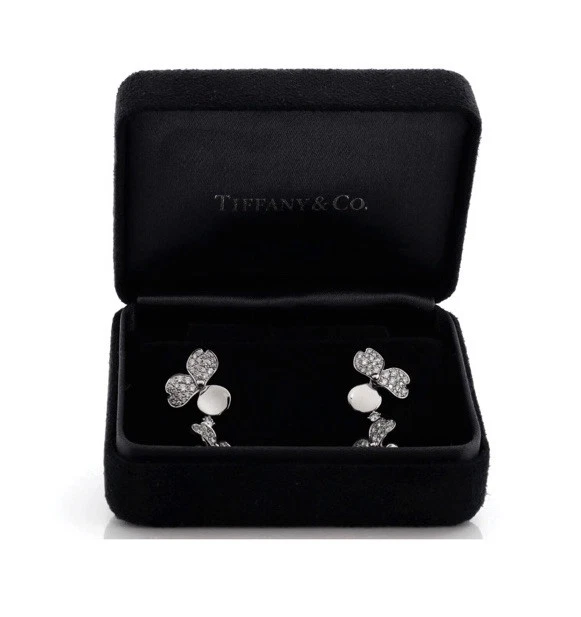 Pendientes Tiffany & Co Flor de Papel Platino Racimo Gota Como Nuevos Foto 3 de 3