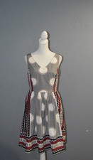 Anthropologie Maeve Sz 4 Burgundy, Black, White Sleeveless Fit and Flare Dress