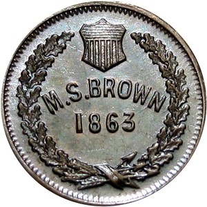 New York City Civil War Token M S Brown Eureka