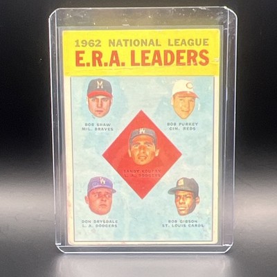 Topps 1963 #5 Bob Gibson Bob Purkey Bob Shaw NL E.R.A. Leaders Baseball Card