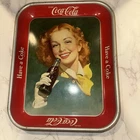 Vintage Original 1950's Coca Cola Metal Serving Tray "Have A Coke" Redhead Girl