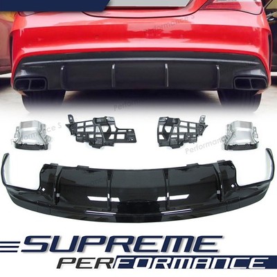 Diffusor Schwarz Auspuff Blenden für Mercedes CLA C117 X117 AMG Line CLA45 16-19