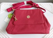 Kipling 'Lyssa' Premium Medium Multiway Bag Geo Embossed Geo Emboss Carmine QVC 