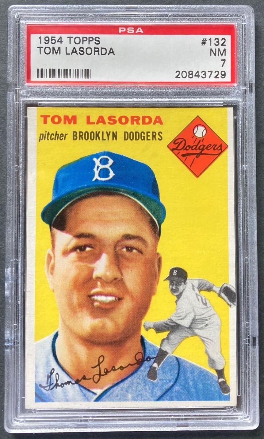 1954 Topps HOF Tom Lasorda #132 Brooklyn Dodgers PSA 7 NM