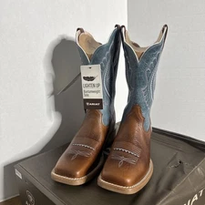 Ariat Women’s Boots PrimeTime Size 8 Square Toe Gingersnap Baby Blue Eyes NEW