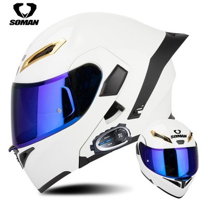 Bluetooth Motorcycle Helmet With Camera Intercom Headset Modular Motor Helmet