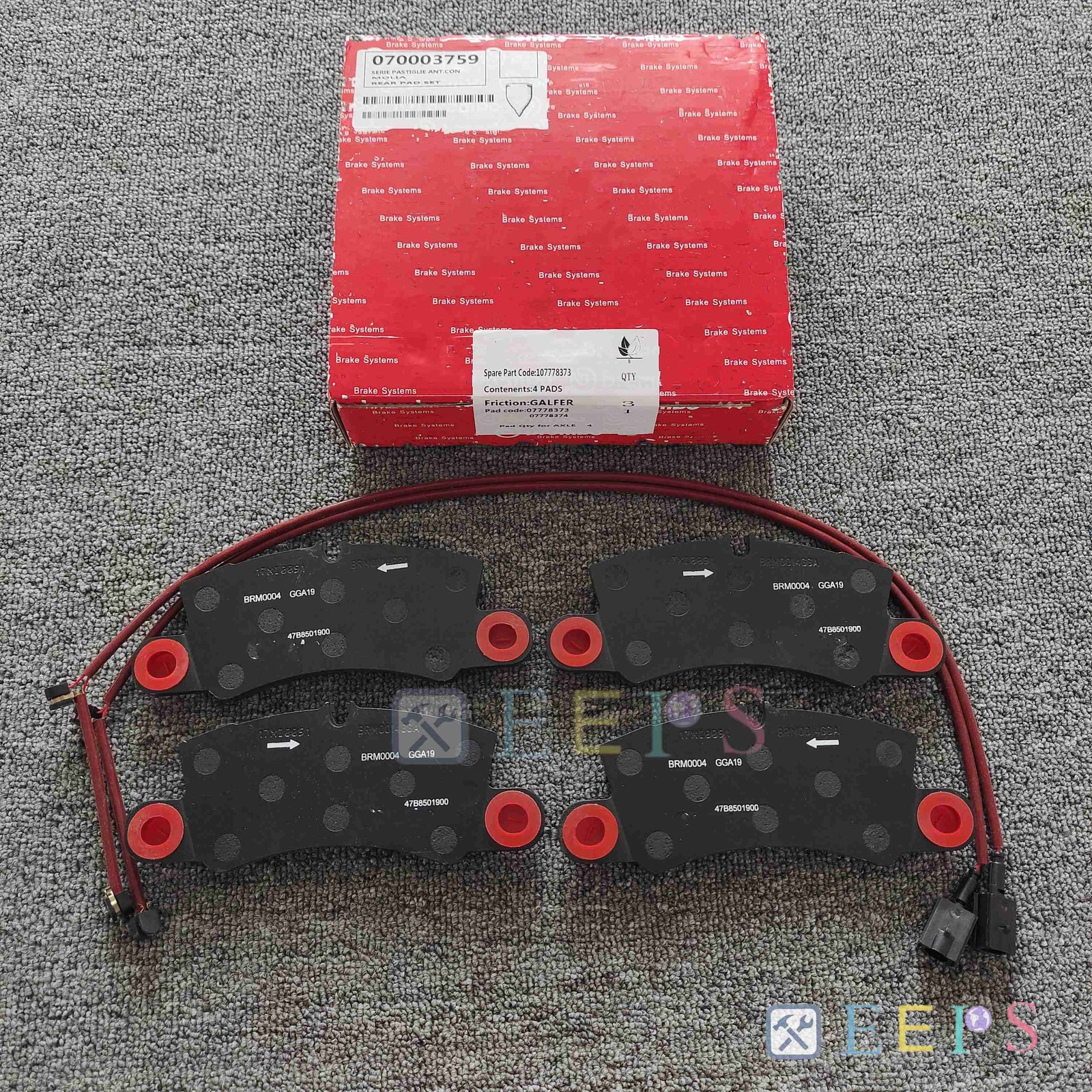 Rear Brake Pad Kit With Brake Sensor For 70003759 Ferrari 488, F8, F12 , 812