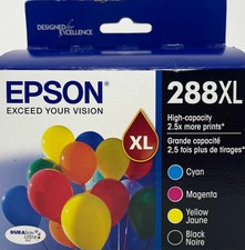 Epson Genuine 288XL Black Cyan Magenta Yellow Ink Cartridges - 11/2026 - 4 Pack