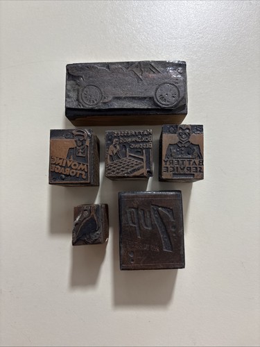 VTG Antique Letterpress Printing Blocks Lot - Advertising & Decorative