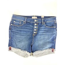 NEW Torrid Denim First At Fit Jeans Shorts Womens 16 Blue Button Fly Cuffed NWT