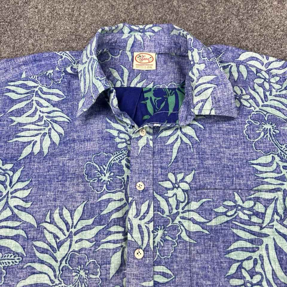 Camisa Hawaiana Go Barefoot Vintage Para Hombre L Hermosa Patrón Tribal 100% Algodón Foto 3 de 4
