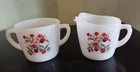 Vintage Anchor Hocking Fire King Primrose Milk Glass Sugar Bowl and Creamer Set