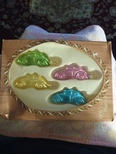 Vtg Christmas by Krebs Buggie VW Bug Car Ornaments Glass Set of 4 Made in USA