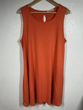 Harlow & Rose Dress Womens Large Orange Sleeveless A-Line Swing Keyhole Back