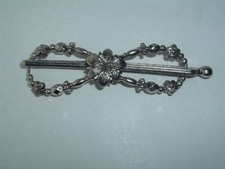 LILLA ROSE FLEXI HAIR CLIP FLOWER  SILVER TONE BEAD BARRETTE SIZE MEDIUM