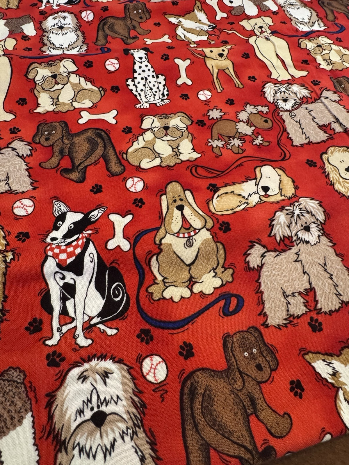 Lorilynn Simms Kaufman Dogs Whiskers & Tails Red Cotton Fabric Featuring Bulldogs & Labs BTY