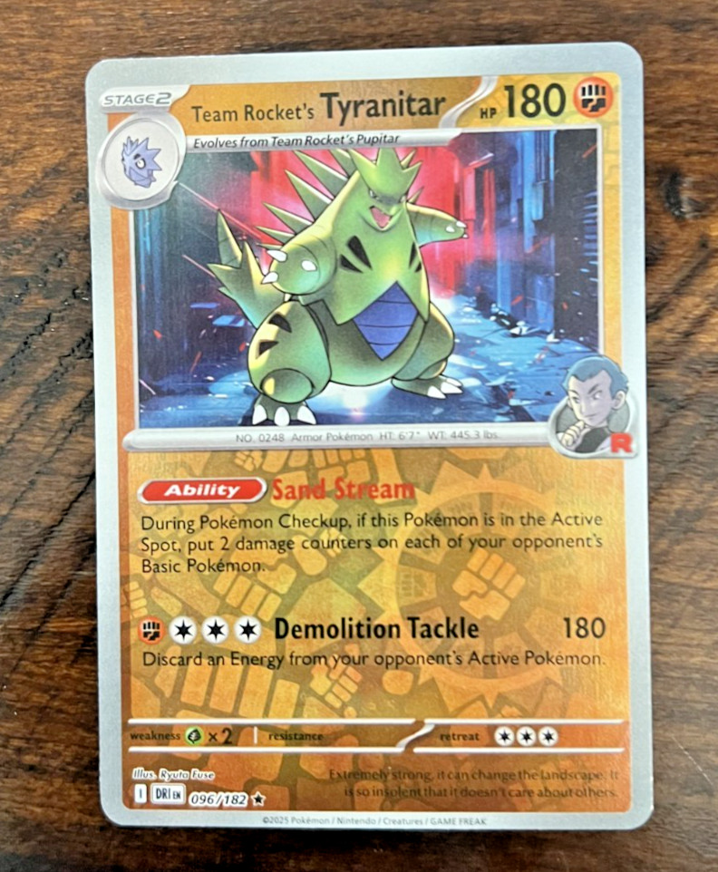 #96 Team Rocket's Tyranitar REVERSE HOLO Pokemon TCG S&V Destined Rivals