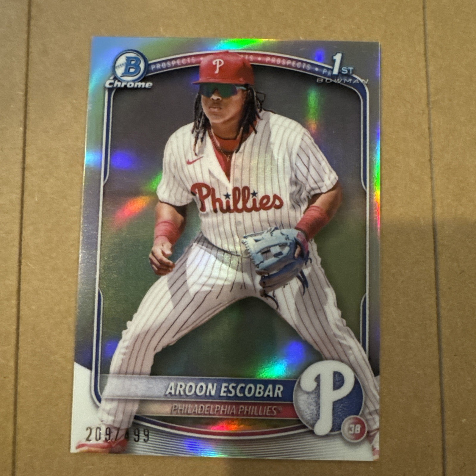 2025 Bowman Chrome Prospects Aroon Escobar Refractor /499 #BCP-65 Phillies