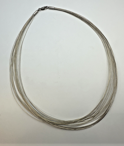 Sajen Sterling Silver 925 Liquid Silver Multi Strand Necklace 14" - Picture 3 of 5
