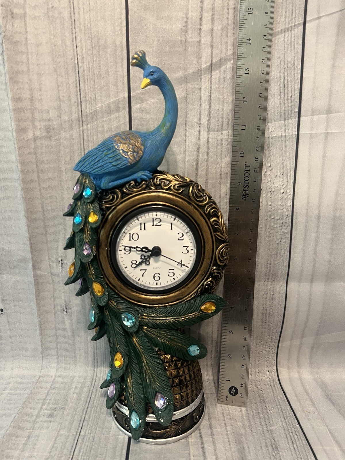 Peacock design decorative table clock, elegant ho… - image 2