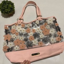 Betsey Johnson Clear Pink 3D Floral Tote Bag ...