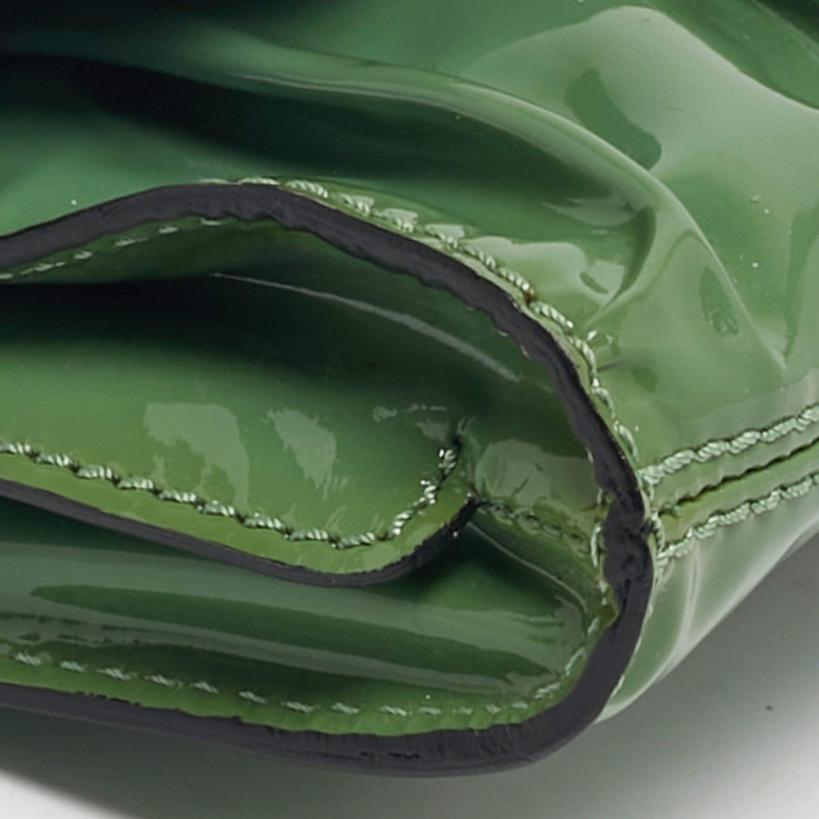 Valentino GreenBeige Patent Leather Bow Flap Clutch thumbnail 11