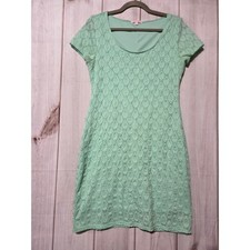 Isaac Mizrahi Mint Green Lace Overlay Short Sleeve Dress Size L