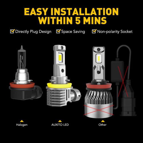 9005+H11 LED Headlight Combo Pack High Low Beam Bulbs Super Bright White CANBUS - Picture 7 of 15