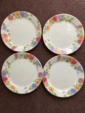 Set of 4 Corelle Summer Blush 10-1/4" Dinner Plates Pansies