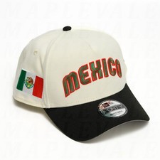 New Era México Blanco Negro 9FORTY A-Marco Snapback Sombrero Bandera Parche Copa Mundial Gorra