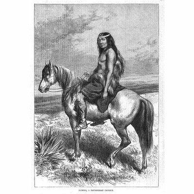 ARGENTINIEN Kamilo, eine patagonische Cacique - antiker Druck 1869