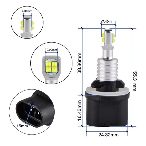 2x 880 LED Fog Light Bulbs 6000K For Suzuki Forenza 2004-2008 Bright Cool White - Picture 9 of 10