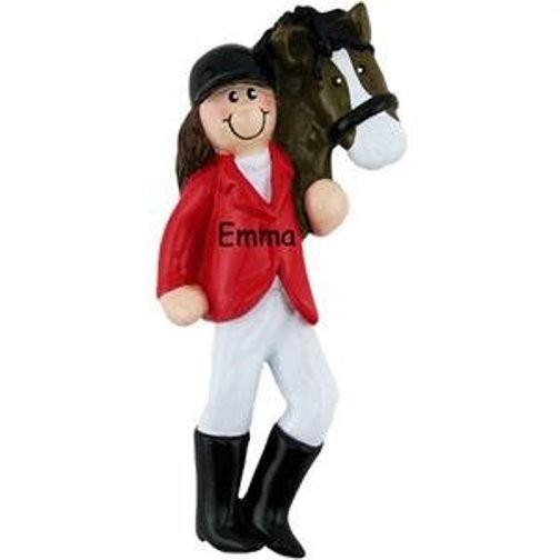 Equestrian Horse Girl Brown Personalized Christmas Tree Ornament