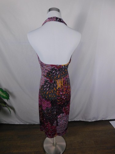 Abito Boho Paisley Halter donna medio multicolore perline impero vita estate - Foto 7 di 12
