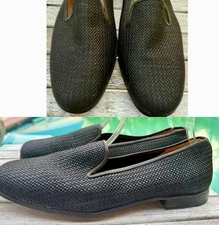 Stubbs & Wootton RAFFIA NOIR Loafers Shoes ($625) Mens Size 8~NEW