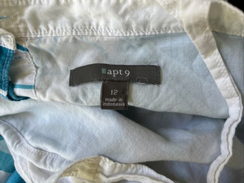 Apt. 9 Women's Blue Sleeveless Geometric Print Lined Cotton Sundress Size 12 - Picture 4 of 15