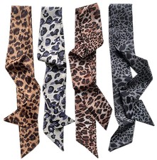 4 Pack Long Floral Skinny Scarf For Women,Headband Hair band Ribbon Handbag W...