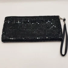 RSVP Black Metal Mesh Formal Wristlet Clutch EUC