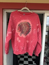 VTG 90s Custom Bleached Native American Pullover Sweatshirt Sz L