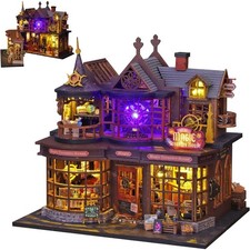 DIY Miniature House Kit with Open Door, Wooden Dollhouse for Adults