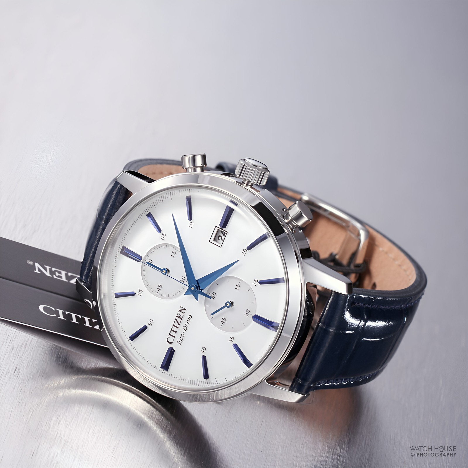 Citizen Herren Weiß Eco-Drive Chronograph Lederarmband Es Zifferblatt Ca7069-16A Uhr - Bild 2