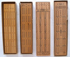 4 Vintage Wood CRIBBAGE BOARDS in boxes, Milton Bradley, McCrillis, Pacific,Lowe — photo 2
