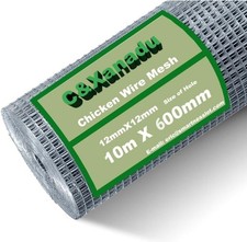 600mm x 10m Galvanised Chicken Wire Mesh 12mm Garden Fence Roll 3.50 per metre