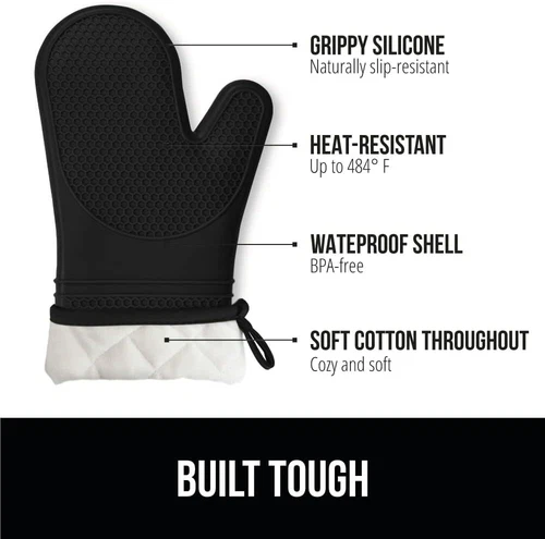 GORILLA GRIP BPA-Free Soft Silicone Oven Mitts - Thumbnail 4