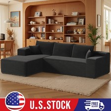 Sectional Couch Chaise L-Shape Living Room Modular Sofa Corduroy-style Plush