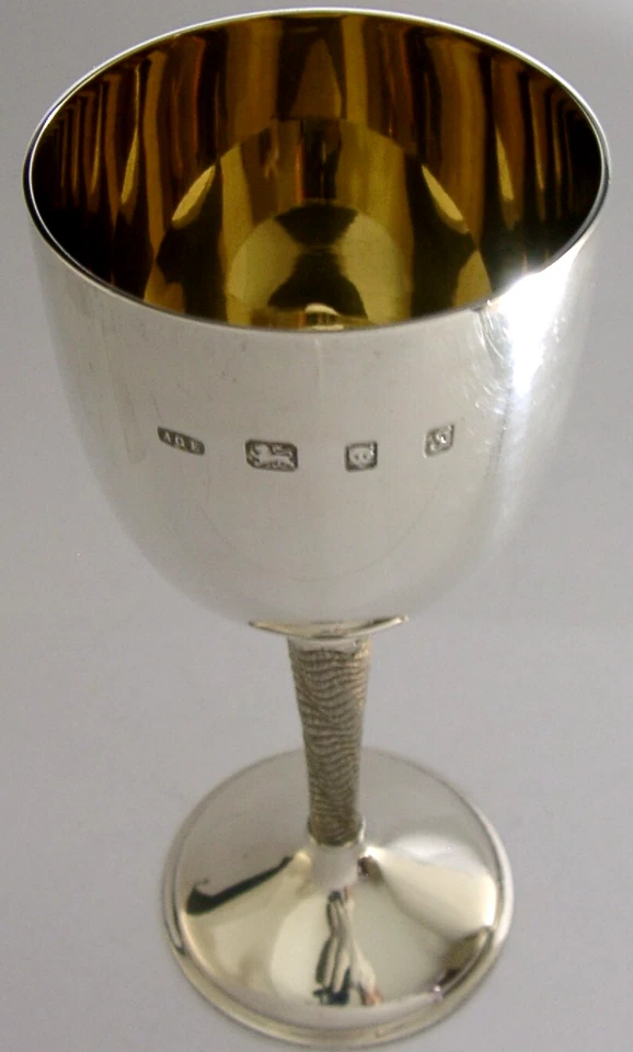 ANTHONY ELSON BRISTOL STERLING SILVER CHALICE GOBLET 1973 MID CENTURY 222g 44 - Image 3 of 4